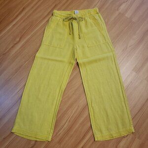 Jolie Yellow Linen Crop Pants